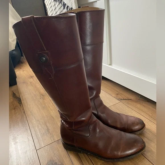 Frye Tall Jayden Button Boots Size 8.5 Color Redwood - Picture 2 of 8